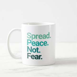 Spread Peace Not Fear Green Typography Coffee Mug
