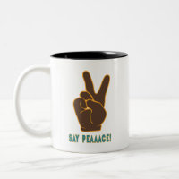 Spread Peace Not Fear Hand Sign Two Tone Mugs