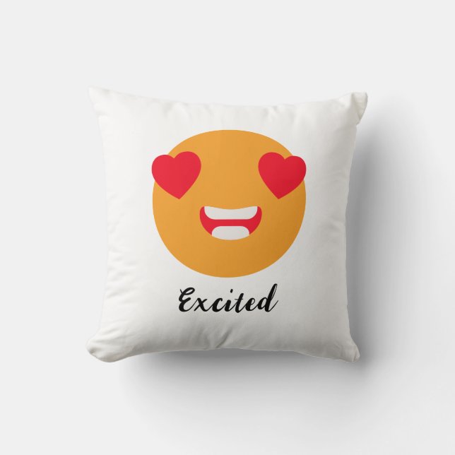 Spread Smiles on Emoji Day: Excited Emoji Throw Pillow (Front)