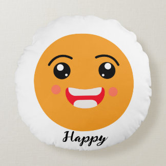 Spread Smiles on Emoji Day: Happy Emoji Collection Round Pillow