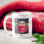 Spread The Christmas Joy | Minimalistic Photo Coffee Mug<br><div class="desc">Celebrate the magical and festive holiday season with our custom holiday photo mugs. Our modern elegant holiday design features a large photo placeholder to display your own holiday Christmas photo. A beautiful typography design "Joy" is designed in faux gold with the letters extended and flowing around the mug to create...</div>