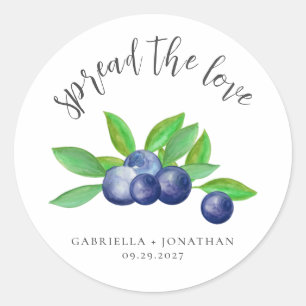 Spread The Love Blueberry Jam Wedding Favour Classic Round Sticker