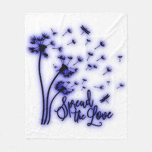 Spread The Love Dandelions and Dragonflies Fleece Blanket