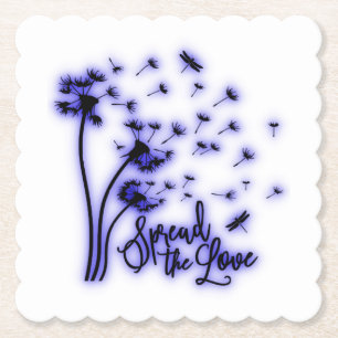 Spread The Love Dandelions and Dragonflies Paper Coaster