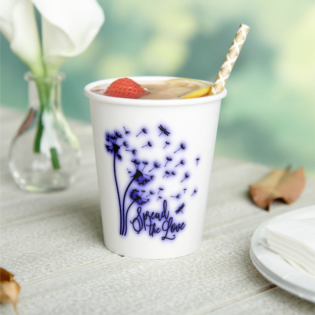 Spread The Love Dandelions and Dragonflies Paper Cups (Insitu)