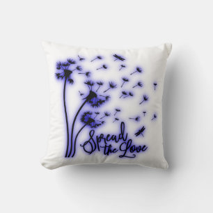 Spread The Love Dandelions and Dragonflies Throw Pillow