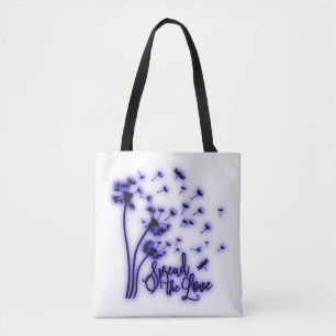 Spread The Love Dandelions and Dragonflies Tote Bag