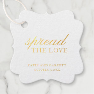 Spread The Love Elegant Gold Foil Wedding Favour Tags
