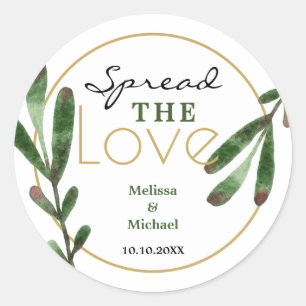 Spread the Love Greenery Wedding Classic Round Sticker