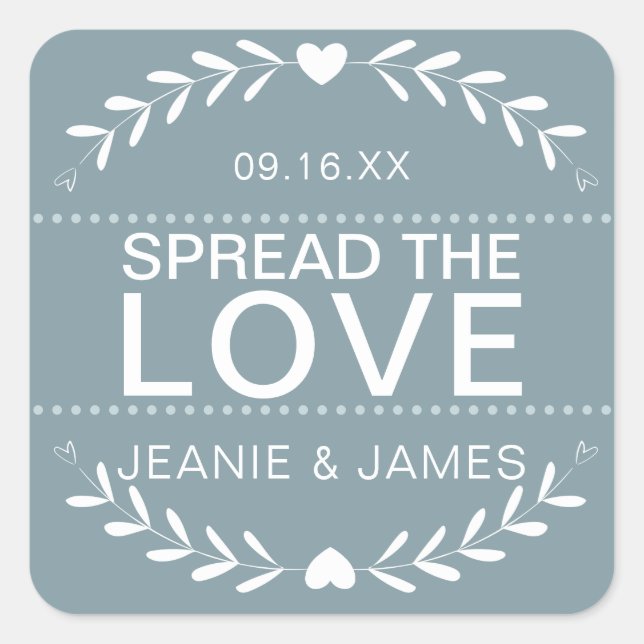 Spread the Love Jam Canning Wedding Favour Square Sticker (Front)