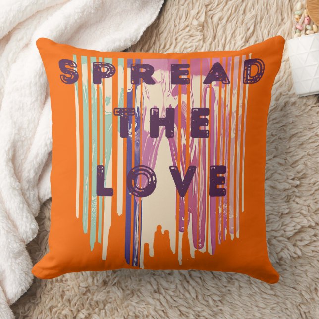 Spread The Love Melted Colours Positive Quotes Throw Pillow (Blanket)