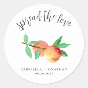 Spread The Love Peach Jam Wedding Favour Classic Round Sticker