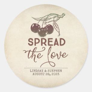 Spread The Love Rustic Cherry Wedding Favour Classic Round Sticker