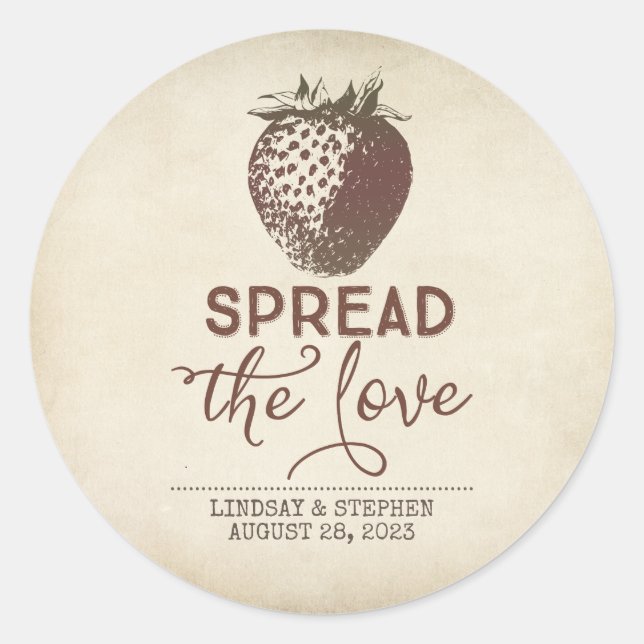 Spread The Love Rustic Wedding Favour Classic Round Sticker (Front)