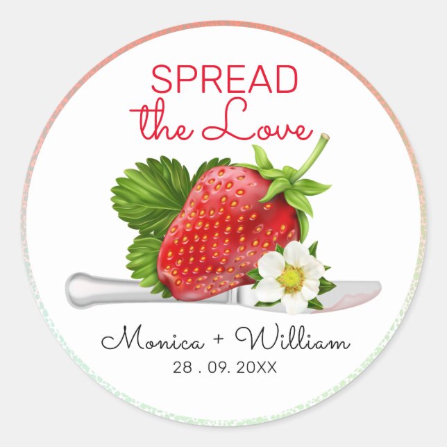 Spread the Love Strawberry Wedding Classic Round Sticker (Front)