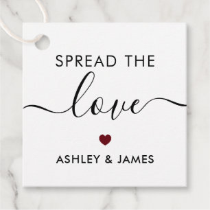 Spread the Love Tag, Wedding Gift Tag, Burgundy Favour Tags