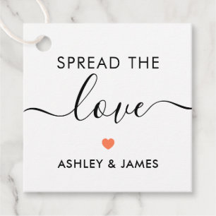 Spread the Love Tag, Wedding Gift Tag, Coral Favour Tags