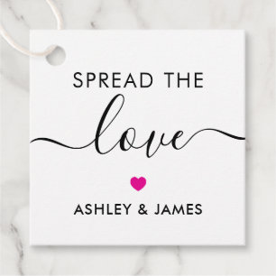 Spread the Love Tag, Wedding Gift Tag, Fuchsia Favour Tags