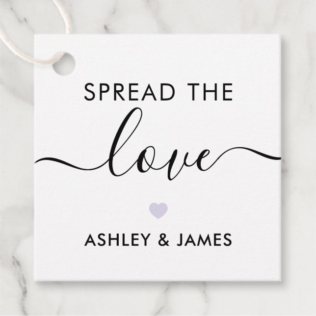 Spread the Love Tag, Wedding Gift Tag, Lavender Favour Tags (Front)