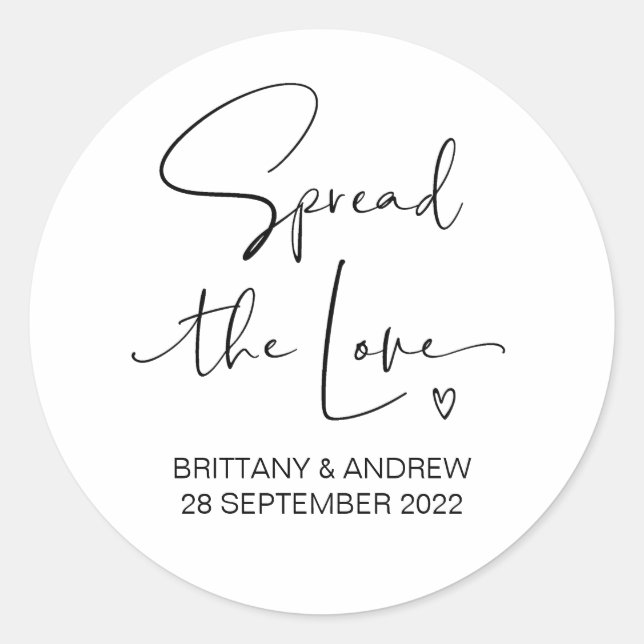 Spread the Love Wedding Favor Jam Jar Candle Classic Round Sticker (Front)