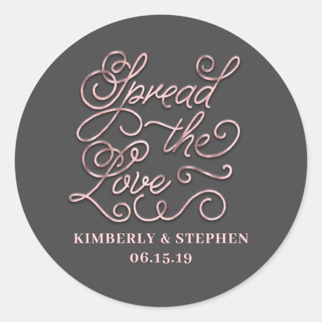 Spread The Love Wedding Favour Classic Round Sticker (Front)