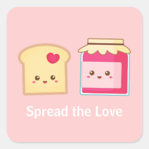 Spread the love with Cute Toast and Jam Square Sticker