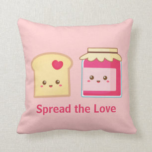 Spread the love with Cute Toast and Jam Throw Pillow