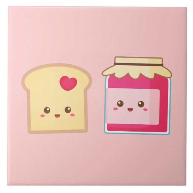 Spread the love with Cute Toast and Jam Tile (Front)