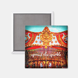 Spread the sparkle quote gold face carousel photo magnet