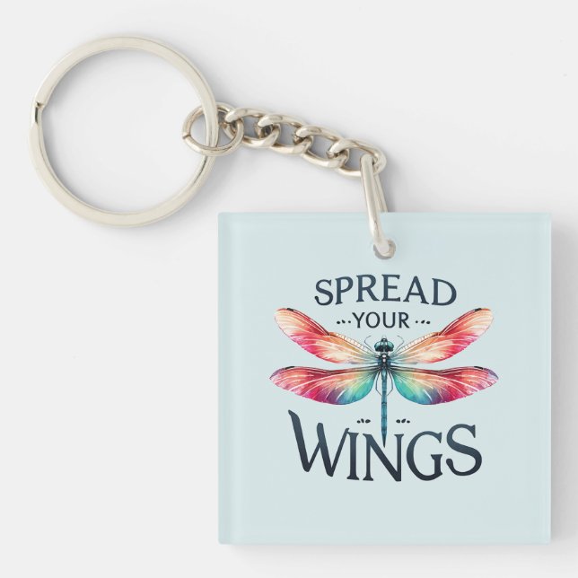 Spread Your Wings - Artistic Dragonfly Keychain (Front)
