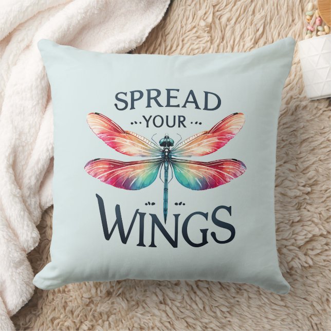 Spread Your Wings - Artistic Dragonfly Throw Pillow (Blanket)