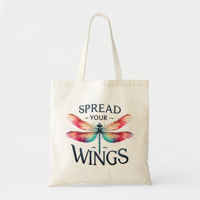 Spread Your Wings - Artistic Dragonfly Tote Bag (Front)