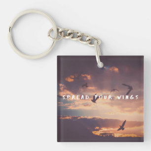 Spread your wings text keychain