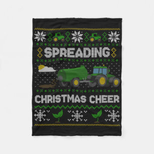 Spreading Christmas Cheer Farming Tractor Ugly Swe Fleece Blanket