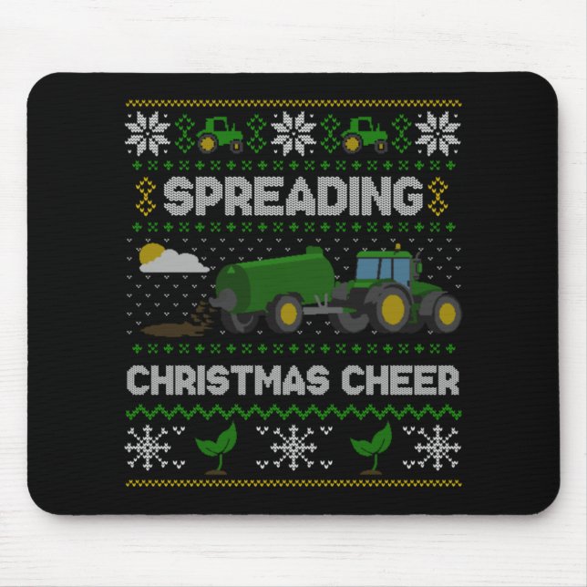 Spreading Christmas Cheer Farming Tractor Ugly Swe Mouse Pad (Front)