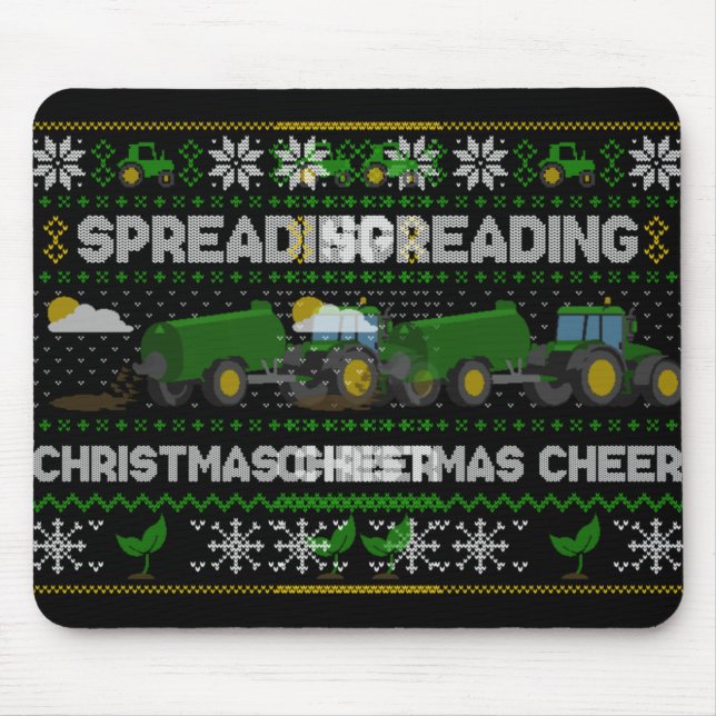 Spreading Christmas Cheer Farming Tractor Ugly Swe Mouse Pad (Front)