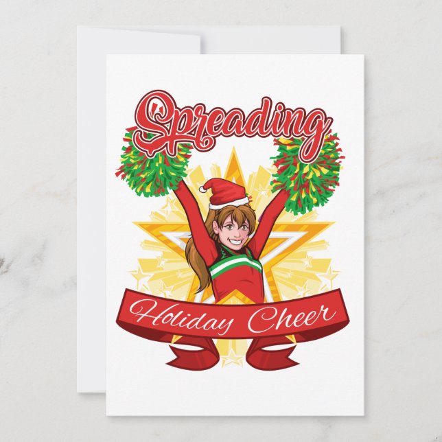 Spreading Holiday Cheer Cheerleading Christmas Card (Front)
