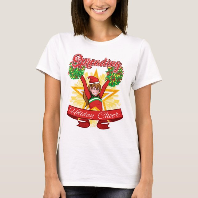 Spreading Holiday Cheer Cheerleading Christmas T-Shirt (Front)