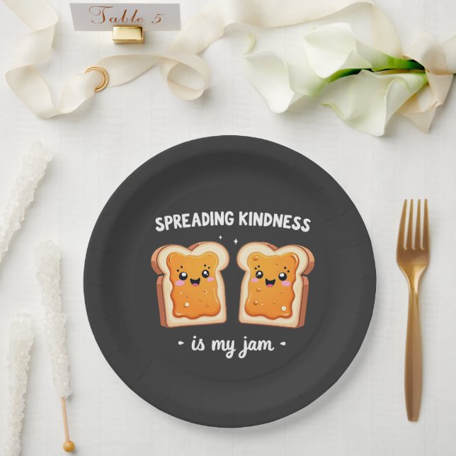 Spreading Kindness is My Jam Funny Loaf Bread Jam Paper Plate (Wedding)