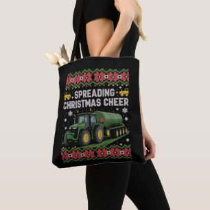 Spreading Xmas Cheer Farming Tractor Ugly Sweat Tote Bag