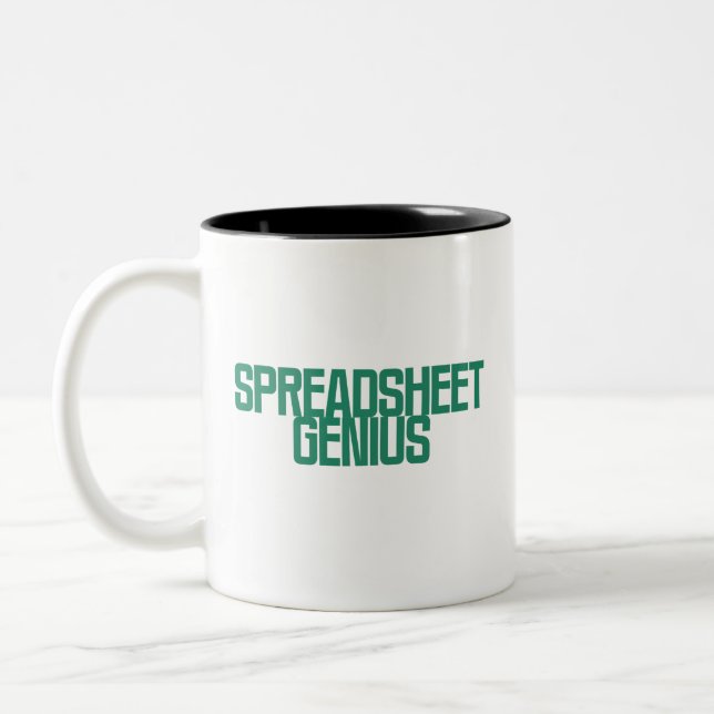 Spreadsheet Genius | Excel Master Mind Design Two-Tone Coffee Mug (Left)