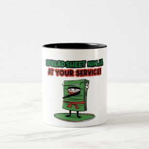 Spreadsheet ninja at your service! Funny Quote Two-Tone Coffee Mug