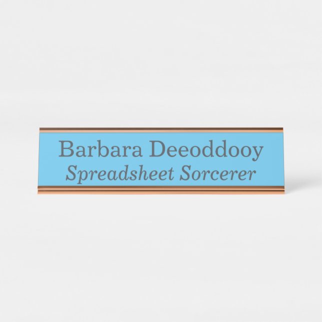 Spreadsheet Sorcerer Blue Desk Name Plate (Front)