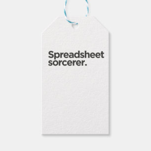 'Spreadsheet sorcerer.' Funny Coworker Birthday Gift Tags