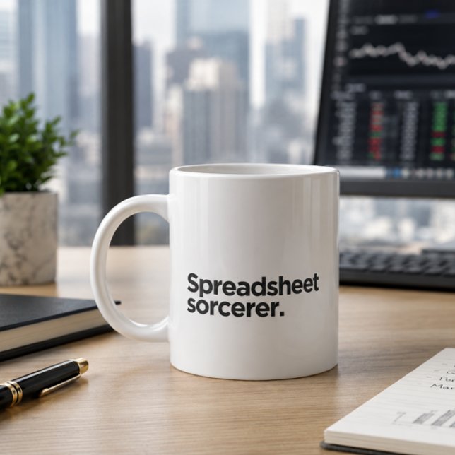 Spreadsheet Sorcerer | Funny Gift for Coworkers Large Coffee Mug (Creator Uploaded)