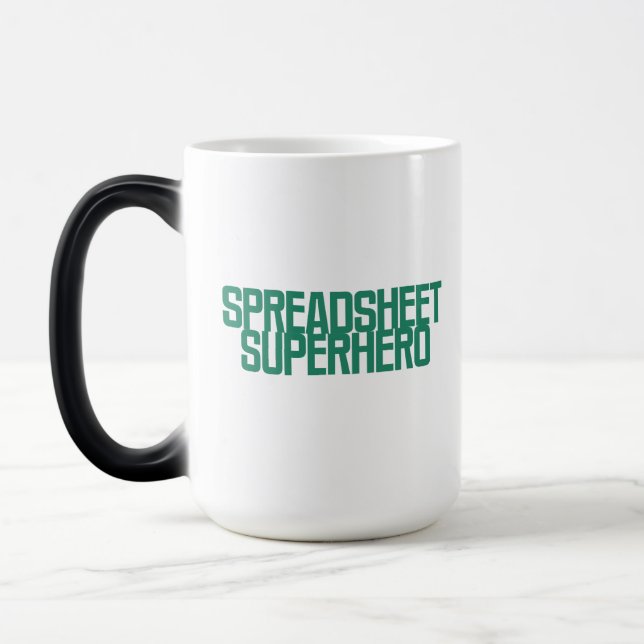 Spreadsheet Superhero Excel Data Management Design Magic Mug (Left)
