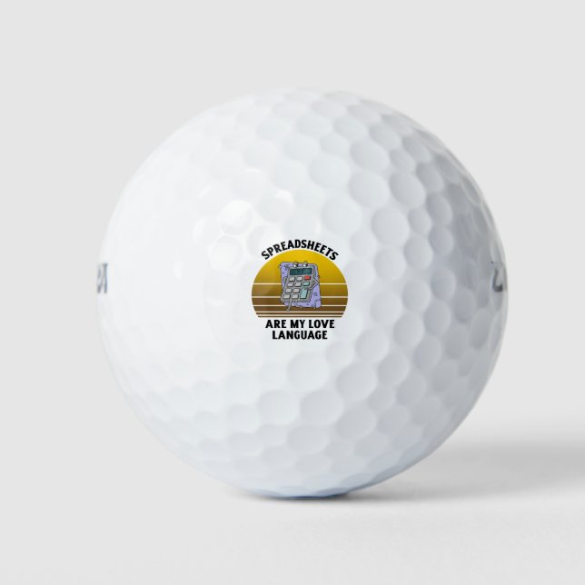 Spreadsheets are my love language golf balls (Front)
