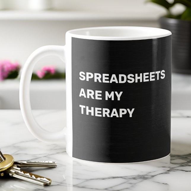 Spreadsheets Are My Therapy - Black Gradient Coffee Mug (Creator Uploaded)