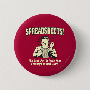 Spreadsheets: Track Your Fantasy Football Draught 2 Inch Round Button