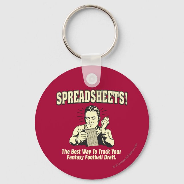 Spreadsheets: Track Your Fantasy Football Draught Keychain (Front)